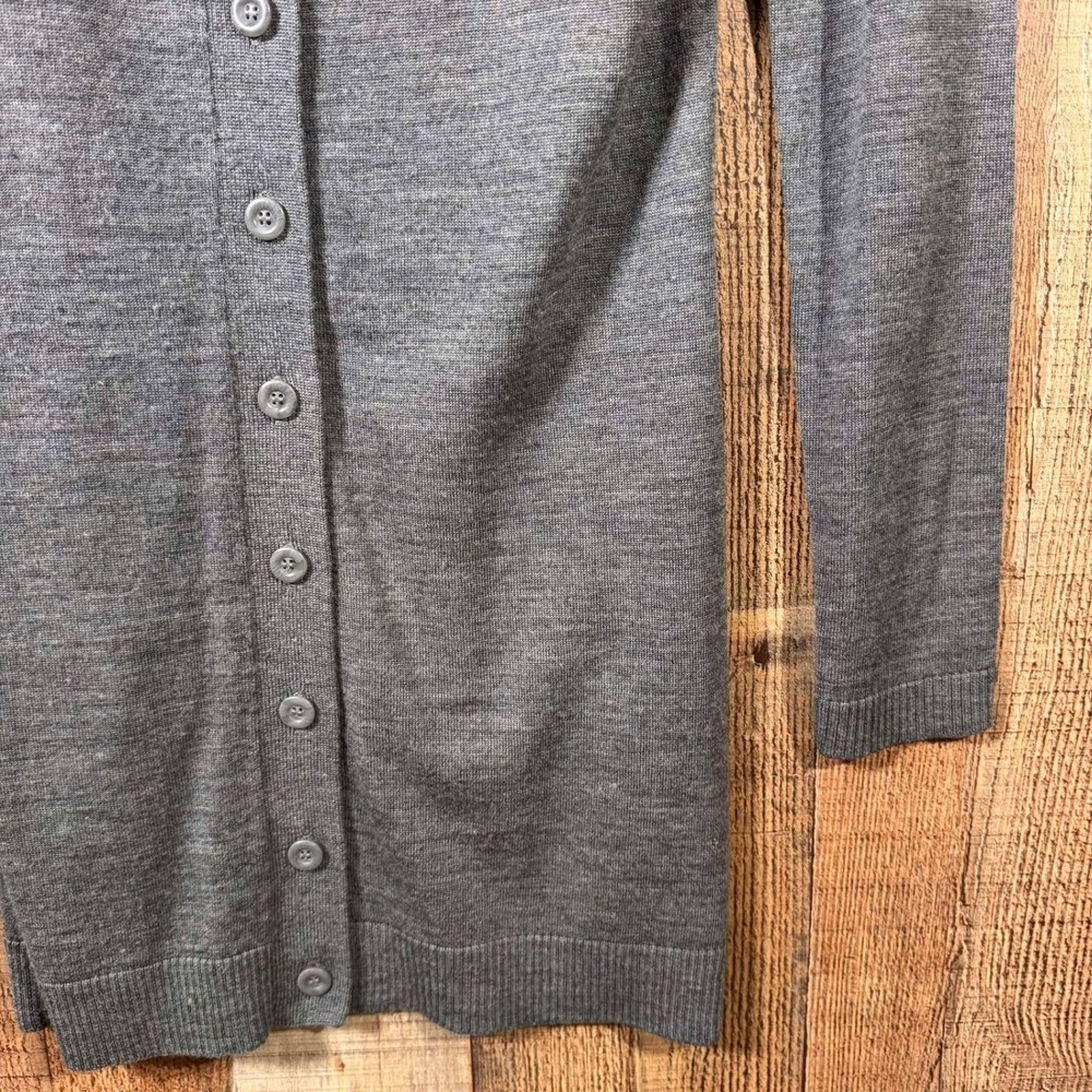 Susana Monaco Slashed Wool Long Cardigan XS Grey Minimalist Luxe Distressed - Picture 6 of 6